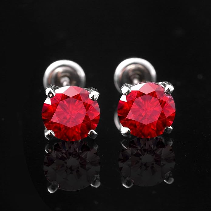 Moissanite Screw Back Earrings Studs - 0.2CT-4CT Moissanite Earrings for Women 925 Sterling Silver Piercing Real Colorful Moissan Hypoallergenic Jewelry Ear Stud Gifts