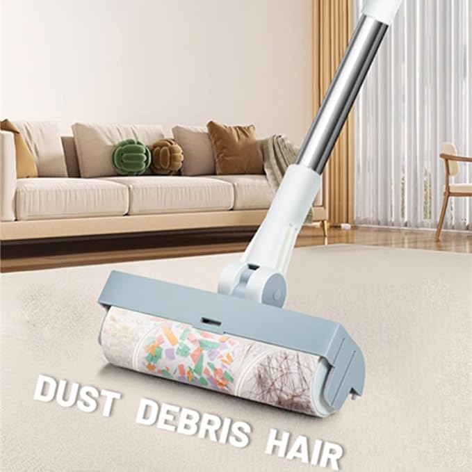 LRB4419 Leaf Turf Broom 16" W x 55"+5-in-1 Foldable All-in-One Broom, Dustpan, Pet Hair Roller, Squeegee & Wire Brush
