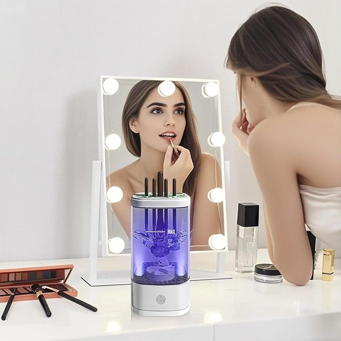 Electric Makeup Brush Cleaner,Portable Automatic Cosmetic Brushes Cleaner Machine,USB Rechargeable,Efficient Cleaning,Fits All Brush Sizes,For Home Deep Clean & Travel Quick Wash Beaut,Gift for Women