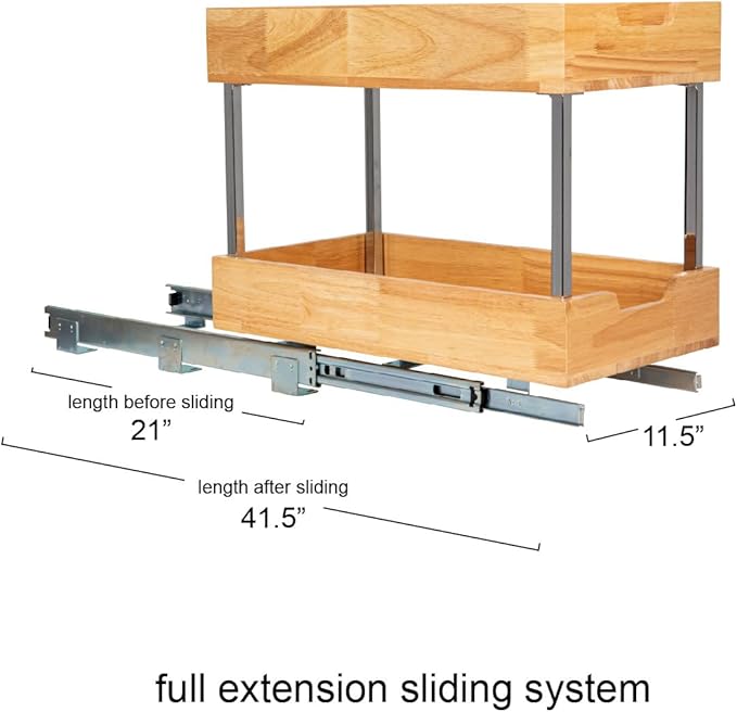 Household Essentials GLIDEZ Wood 2-Tier Sliding Cabinet Organizer: 11.5-inch Wide