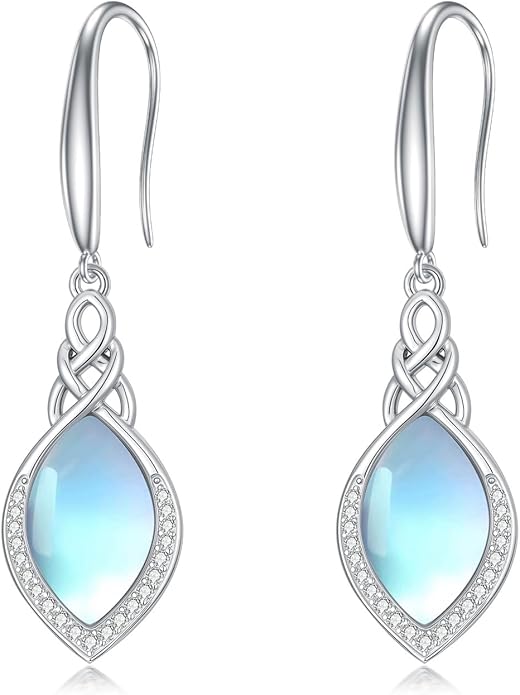 PELOVNY Celtic Knot Filigree Earrings for Women 925 Sterling Silver Moss Agate/Birthstone Infinity Earrings Birthday Christmas Jewelry Gifts for Mom Daughter Wife Sister