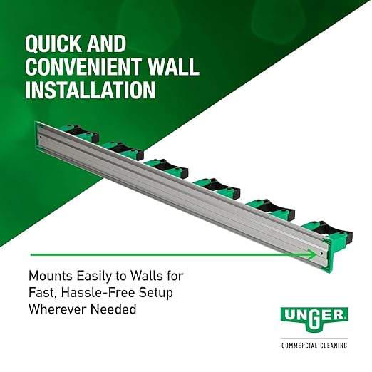 Unger Commercial Mop and Broom Holder Wall Mount (Case of 5) - Quick-Snap Mop, Tool & Pole Holders 28", Aluminum/Plastic, Ideal for Organizing Cleaning Tools - H0700