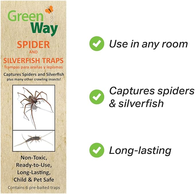 Greenway Silverfish Traps and Spider Traps (72 Traps) - Spider Traps for Inside Your Home and Silverfish Trap