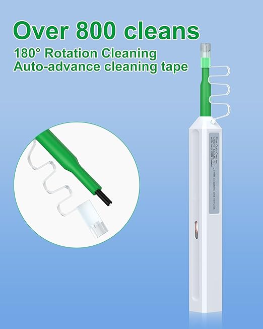 Fiber Optic Cleaning Pen, One Click Fiber Cleaner Pen, SC/FC/ST 2.5mm Ferrule Connectors Fiber Cleaner Over 800 Times with Added Protection Case