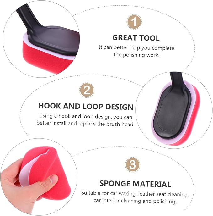 Healifty 10pcs Car Cleaning Brush Set Auto Waxing Sponge Brush for Tire Shine Replacement Heads for Easy Use