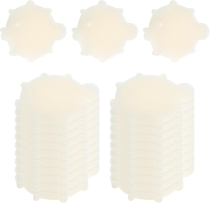 M METERXITY 40-Pack Hot Tub Scum Absorber, 12x10.5 Cm/4.7x4.1 Inch Sponge Sea Fish Pattern Scum Balls for Spa, Bathtub and Swimming Pool to Soak Up Oils Bathtub Accessories [White]