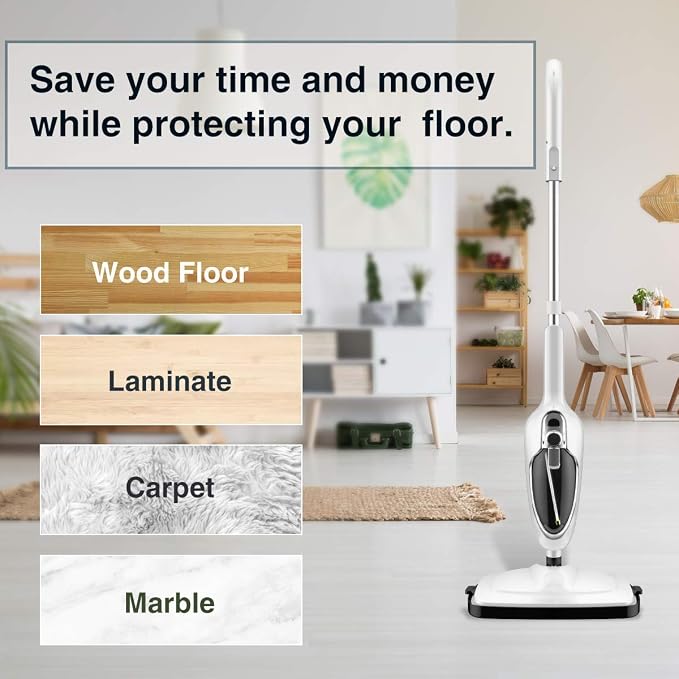 Steam Mop for Hardwood Cleaning, Steam Cleaner, Multipurpose Adapter Accessories, Floor Steamer, Lightweight, 20ft Power Cord, 2 Pads, 1200W, 300ml Water Capacity, 18 Secs Heat Up by Sandoo, SC1050