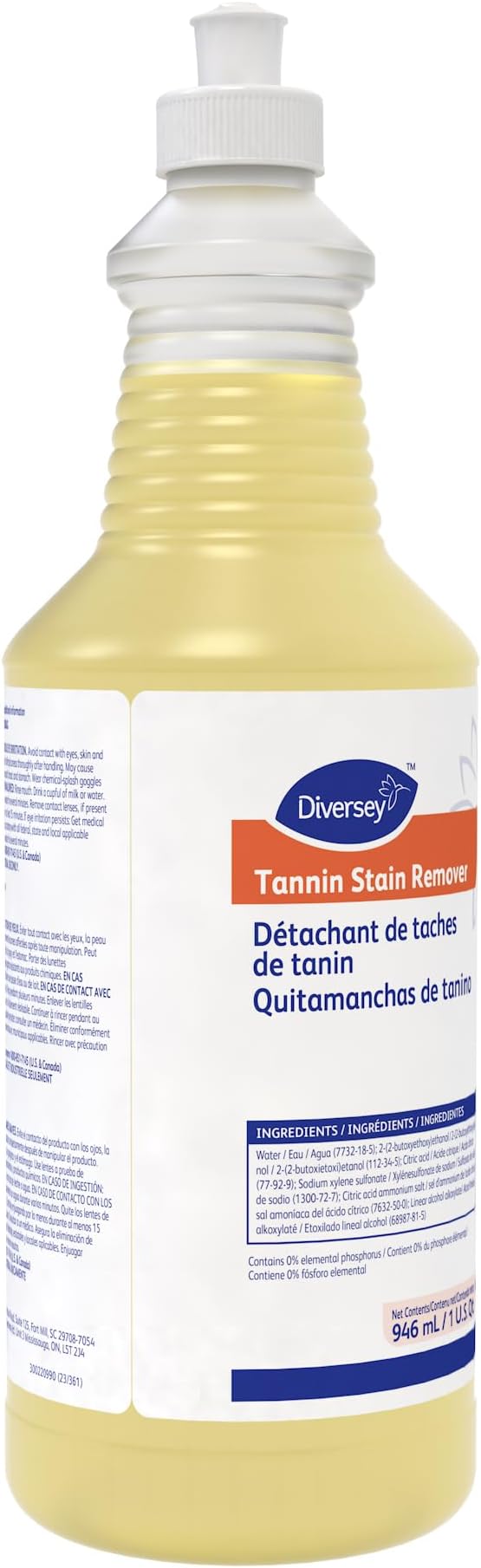 Diversey 101109759 Tannin Stain Remover, Carpet Cleaner for Coffee, Tea and Cola Stains, Ready-to-Use Liquid, Fruity Scent, 32-Ounce
