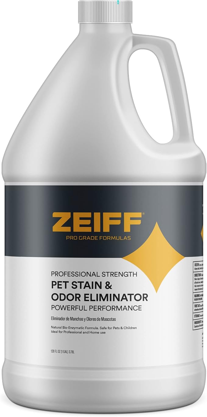 Zeiff Pet Stain and Odor Remover - Pet Odor Eliminator for Home and Professional Use - Pet Urine Enzyme Cleaner to Break Up Tough Stains - Carpet Stain Remover for Dog Urine and Cat Pee, Feces, Fluids