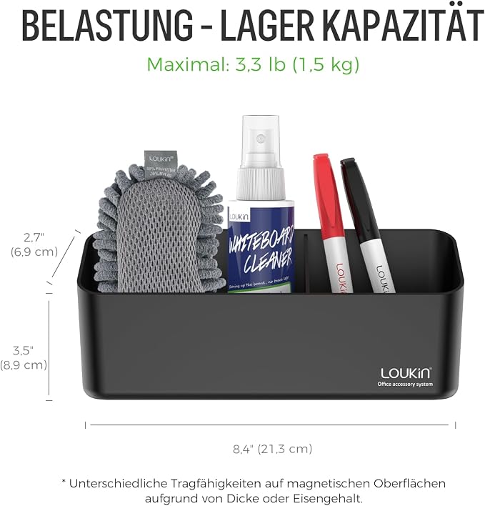 loukin Whiteboard Accessories Bundle | Non-toxic Whiteboard Cleaner Kit (17 fl oz) & Magnetic and Adhesive Marker Holder