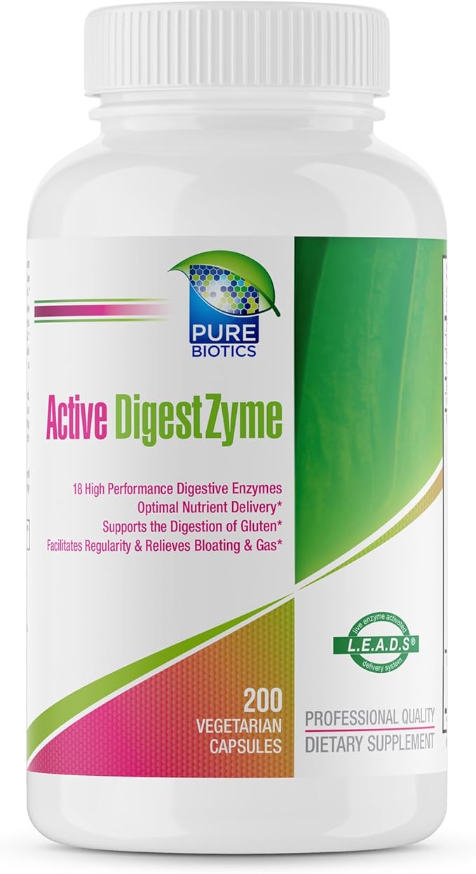Active DigestZyme - Complete Digestive Enzyme Supplement | Bloating & Gas Relief, Gut & Pancreas Support | Helps Digest Gluten, Dairy & Proteins | Vegan, Non-GMO | 200 Capsules