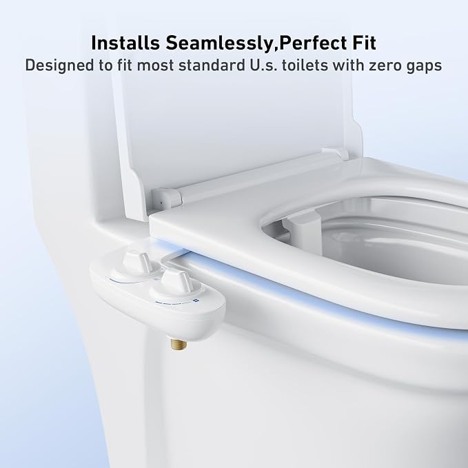 GarveeHome Bidet Attachment for Toilet, Dual Self-Cleaning Nozzles with Rear and Feminine Wash, Adjustable Spray Pressure, Easy Installation Hygienic Bathroom Accessory,White