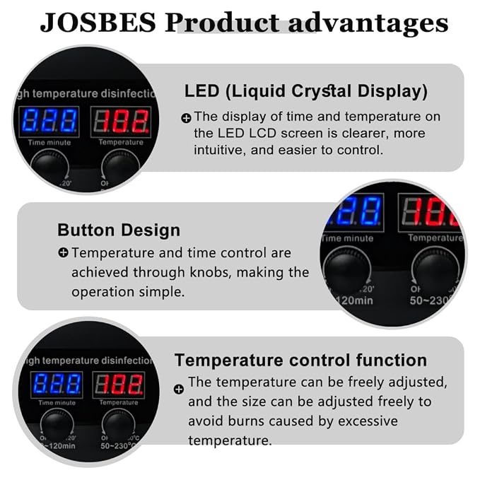 Tool Sterilizers, High temperature sterilization up to 230°C Time Setting, for Nail Salons Dental Clinics Hair Cutting Tools and Daily Household Use Black