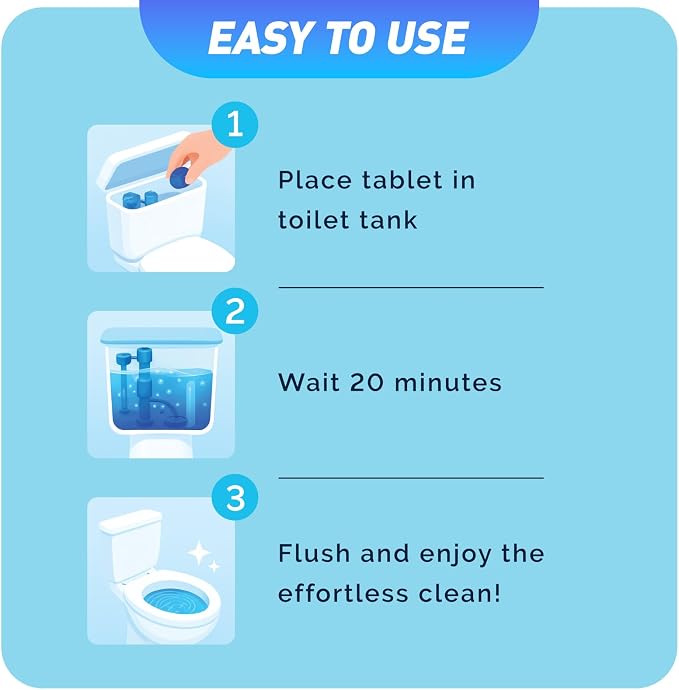 Toilet Bowl Cleaner Tablets 40 Pack, Long-Lasting Drop-in Tank Tablets with Sustained-Release Technology, Fight Tough Stains & Odors, Household & Commercial Use, Compatible with Most Toilets-Strong