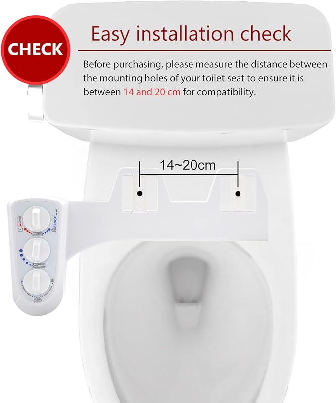 Self Cleaning Hot and Cold Water Bidet - Dual Nozzle (Male & Female) - Non-Electric Mechanical Bidet Toilet Attachment - with Temperature(BHCW01)
