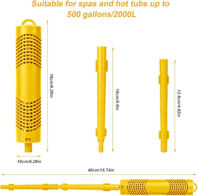 Spa Mineral Stick 4 Pack Hot Tub Filter with 4 Months Lifetime Cartridge Universal for Spas Filters Swimming Pool Fish Pond (Yellow)