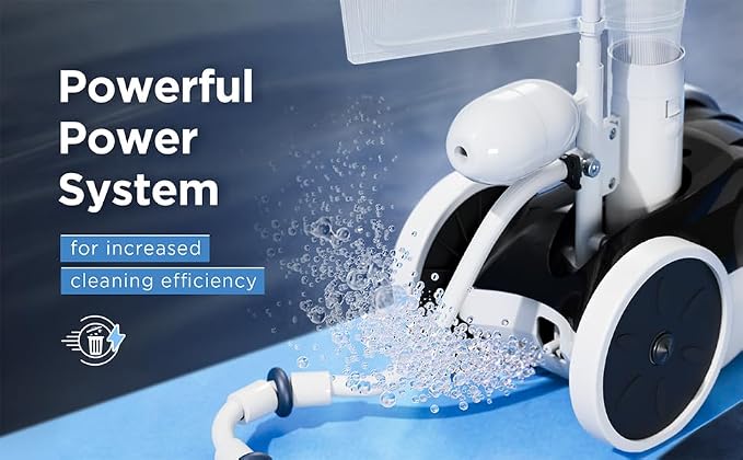 MAKHOON Upgrade Pool Pressure Side Sweeper with Feed Hose – Professional Pool Cleaner for Efficient Swimming Pool Cleaning, Stable 4-Wheel Structure Design