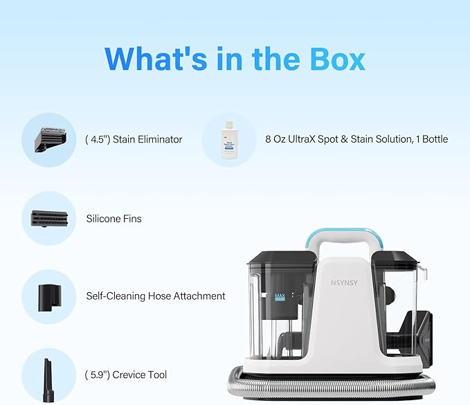 Upholstery Cleaner Machine & Carpet Cleaner | Portable Spot Cleaner with Strong Suction and Scrubbing Brush for Pet Stains, Spills on Couches, Rugs, Mattresses, Car Interiors