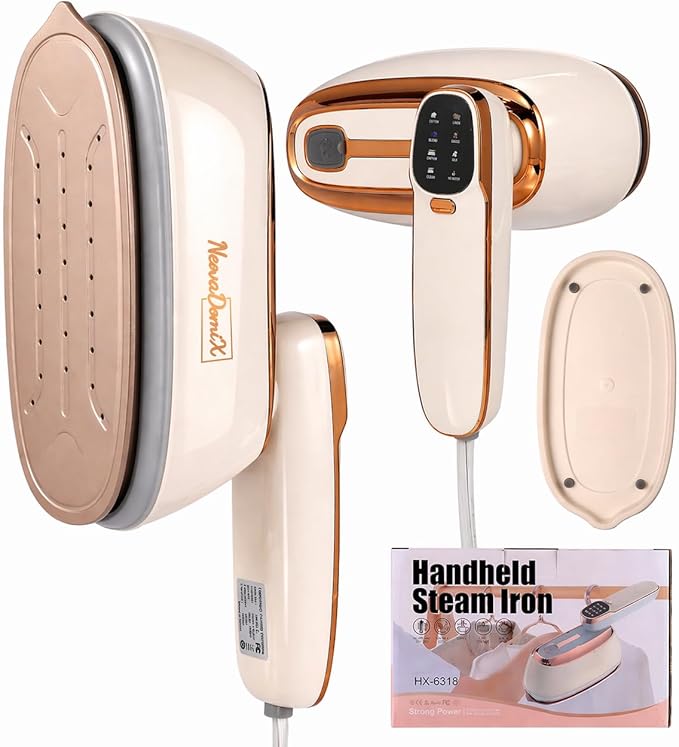 Portable 1500W Handheld Clothes Steamer– 20s Rapid Heat-Up, 17 Steam Vents, 8 One-Touch Fabric Modes, 260 mL Tank for Home, Travel & Business