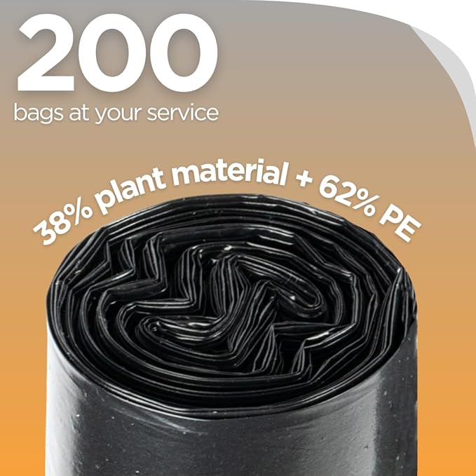 The Original Poop Bags® 13 Gallon Trash Bags, USDA Certified, High-Density Kitchen Garbage Bags, Unscented, Multi-Purpose Tall Waste Bags, 200 Count