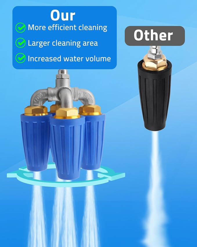4-in-1 Pressure Washer Turbo Nozzle, 1/4" Quick Connector, 360 Rotating, 2.5 Orifice Twin, 4000 PSI