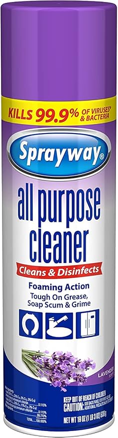 Sprayway All Purpose Cleaner Foaming Spray | Lavender Scent | 19oz | 1 Pack