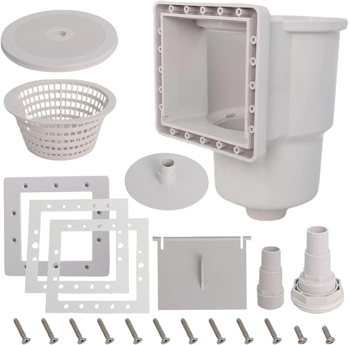 Wadoy SP1091LX Above Ground Pool Skimmer Dyna-Skim with Accessories Compatible with Hayward Pool Skimmer Accessories Kit for 6" Standard Pool Wall Openings