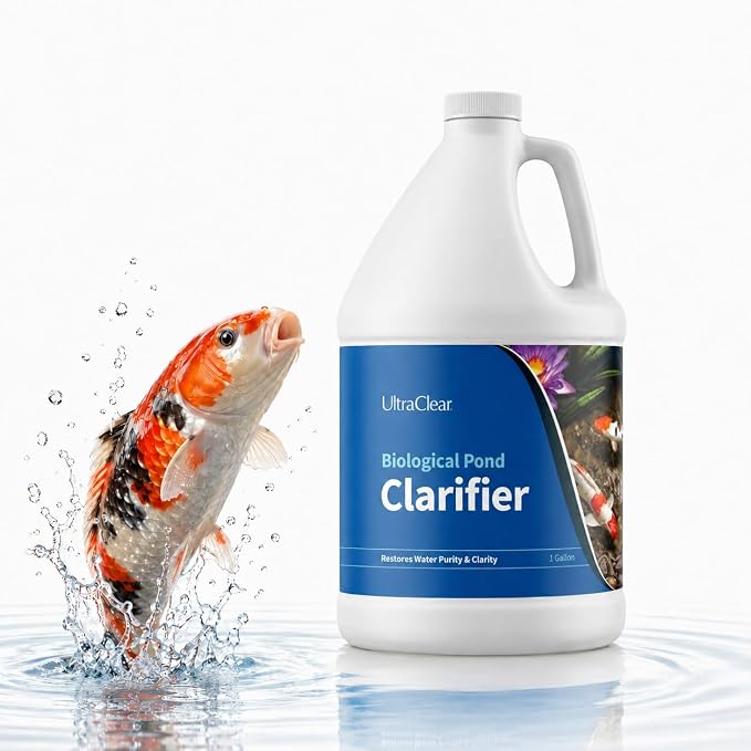 Pond Clarifier for Outdoor Ponds - Concentrated Live Beneficial Bacteria - Treats up to 320,000 Gallons - Clears Cloudy Pond Water - Safe for Fish, Plants, Pets and People
