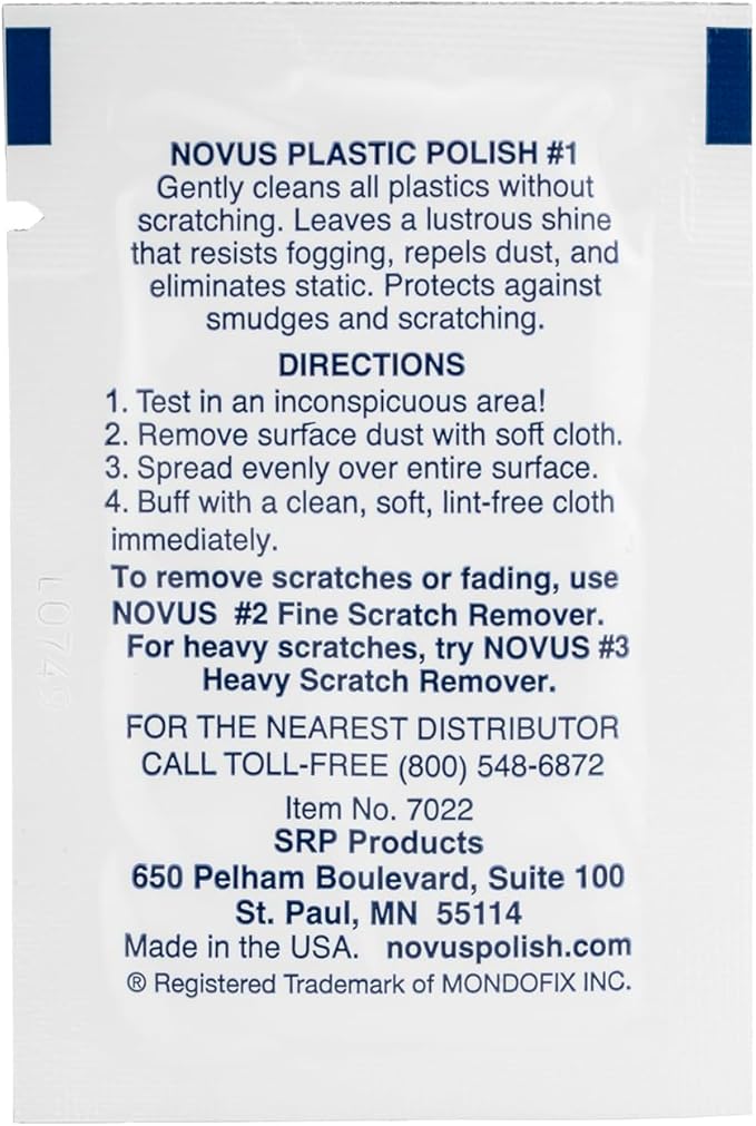 Novus Sample Packets #1 + #2 + #3 Plastic Scratch Remover Set | Includes 2 Fine Scratch Remover 64 oz. Bottle & Disposable Polish Wipes (6ct)