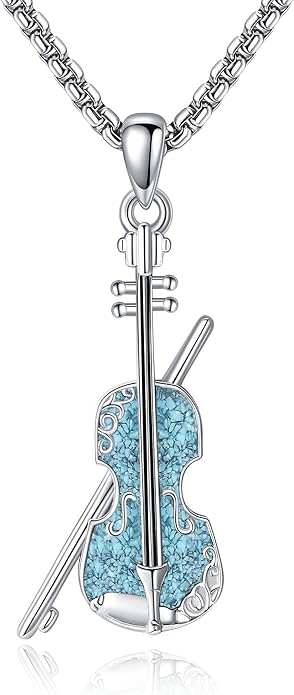 Music Necklace Sterling Silver Turquoise Music Pendant Necklace Music Lovers Jewelry Gifts for Women Girls