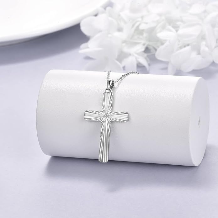 ONEFINITY Religious Cross Pendant Necklace Sterling Silver Origami Cross Pendant Gifts for Women Men Jewelry