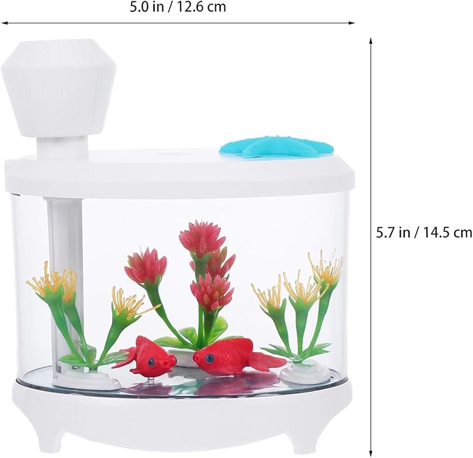 Healifty USB Humidifier Creative Fish Tank Plant Essential Oil Diffuser Household Mini Air Humidifier Night Light for Gifts Home Office Decor