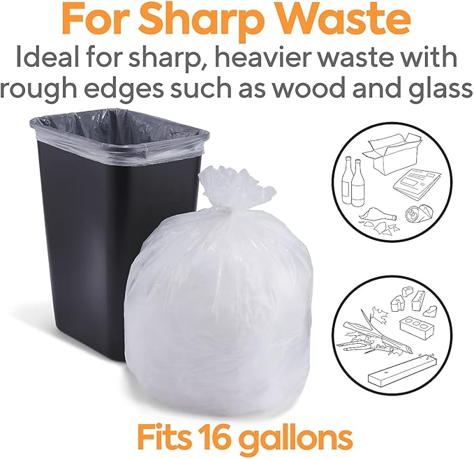 STAPLES BRIGHTON Clear Professional Linear Low-Density Trash Bags, 12-16 Gallon, 250 Bags/Box