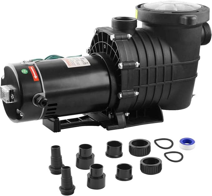 Pool Pump Above Ground/Inground,1.5HP 6600 GPH Powerful Selfpriming Pool Pump for 15,000-31,000 Pools for Dual Voltage Swimming Pump with Strainer Basket,Includes Pipe Fittings