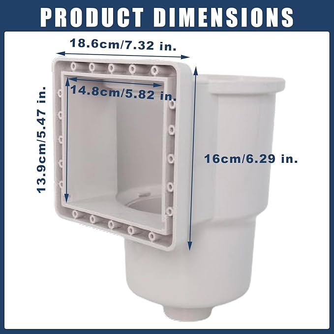 Wadoy SP1091LX Above Ground Pool Skimmer Dyna-Skim with Accessories Compatible with Hayward Pool Skimmer Accessories Kit for 6" Standard Pool Wall Openings
