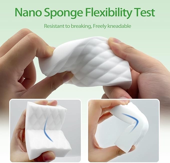 Magic Eraser Sponge 2X Density, Multi-Purpose Long Lasting Melamine Sponge, Water-Activated Cleaning Pads Sponge Eraser for Kitchen, Bathroom, Wall, Shoes & Car Interior, Non-Scratch (20)