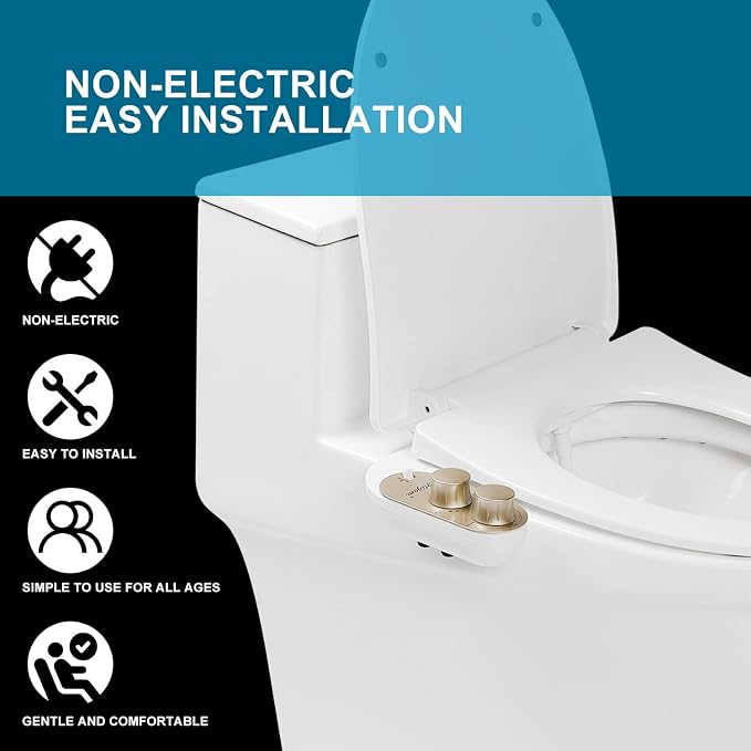 GLIGAM Bidet Attachment for Toilet Warm Water, Ultra-Slim Bidet Hot and Cold,Non-Electric Bidet Attachment for Frontal/Rear Wash, with Retractable Nozzle, Pressure & Angle Controls,Easy to install