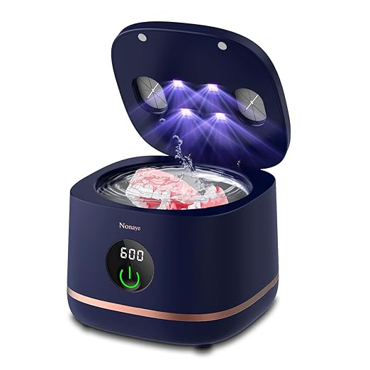 Dental Ultrasonic Retainer Cleaner Machine-45khz, Cleaning for Dentures, Mouth Guards, Aligners, Night Guards, Braces, Toothbrush Heads & Jewelry,Protable UV Retainer Cleaning Pod for Home &Travel