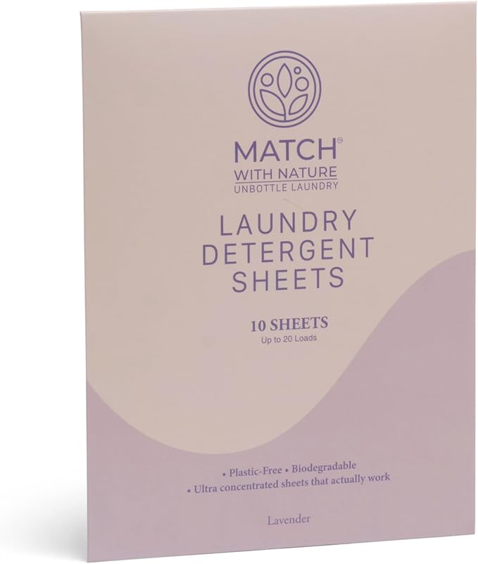 Travel Laundry Detergent Sheets – 10 Pre-Measured Loads, Dissolves Completely – Plastic-Free, Biodegradable Formula – Machine-Ready, Compact, TSA Carry-On Friendly – Lavender