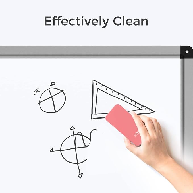 LOUKIN Whiteboard Accessories Bundle | Magnetic Dry Erase Eraser (Pink) 2 Pack & Non-Toxic Whiteboard Cleaner (3.4 fl oz) 2 Pack & Magnetic and Adhesive Marker Holder (Black)
