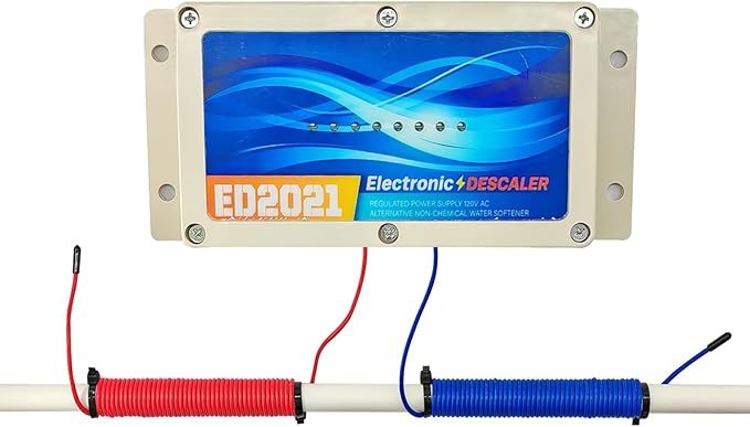 Whole House Electronic Water Descaler, Salt Free Hard Water Conditioner, Reduces Limescale and Rust Buildup, Easy Installation, Chemical Free Solution for Whole House