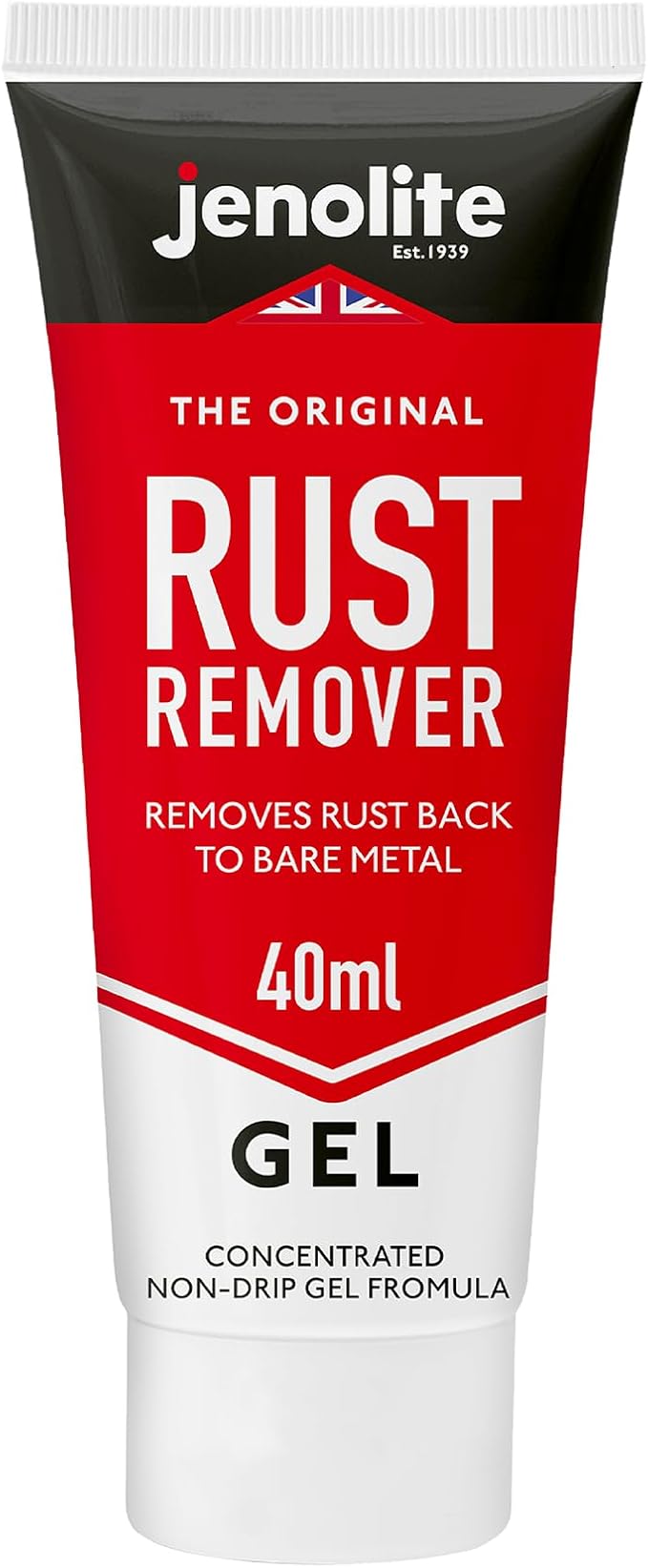 JENOLITE Gel Rust Remover for Metal 40 ml (1.3 fl oz). Non‑Drip Naval Jelly for Automotive and Vertical Metal Surfaces. Fast‑Acting Concentrated Gel Dissolves Rust to Bare Metal. Made in Britain