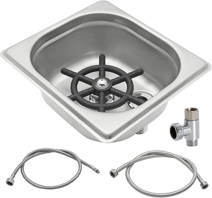 Pitcher Rinser , DIBTSA Automatic Glass Cup Washer , 304 Stainless Steel Coffee Milk Tea Cup Cleaner, for Home Kitchen Hotel Bar Restaurant (6.9x6.3x2.6 Inch)