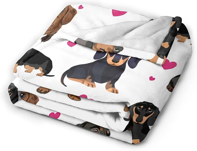 Tijuboni Dachshund Throw Blanket Dog Gifts for Girls Boys Women Men Kids Adults Soft Flannel Fleece Blanket for Couch Sofa Bed Home Decor 50"x60"