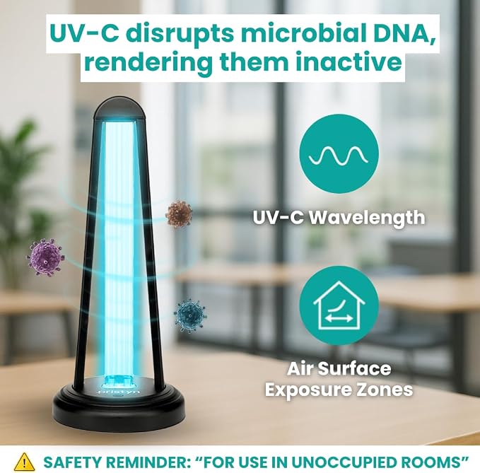 AirShield+ UV Light Sanitizer for Whole Room, UVC Lamp with Remote Control, 3 Timer Settings & Auto Safety Shutoff, Spare Bulb Included, Portable Ultraviolet Light for Home & Office