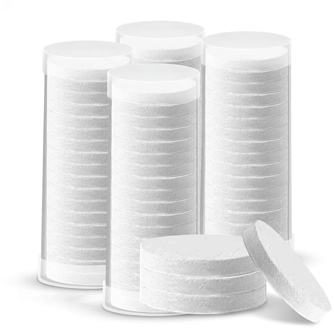 Disposable Compressed Facial Towels Refills for Hot Towel Warmer | 4 Buckets Pack, 80 Pcs Disposable face towel, Compact Travel Coin Tissue for Home Skincare, Makeup Remover and Camping