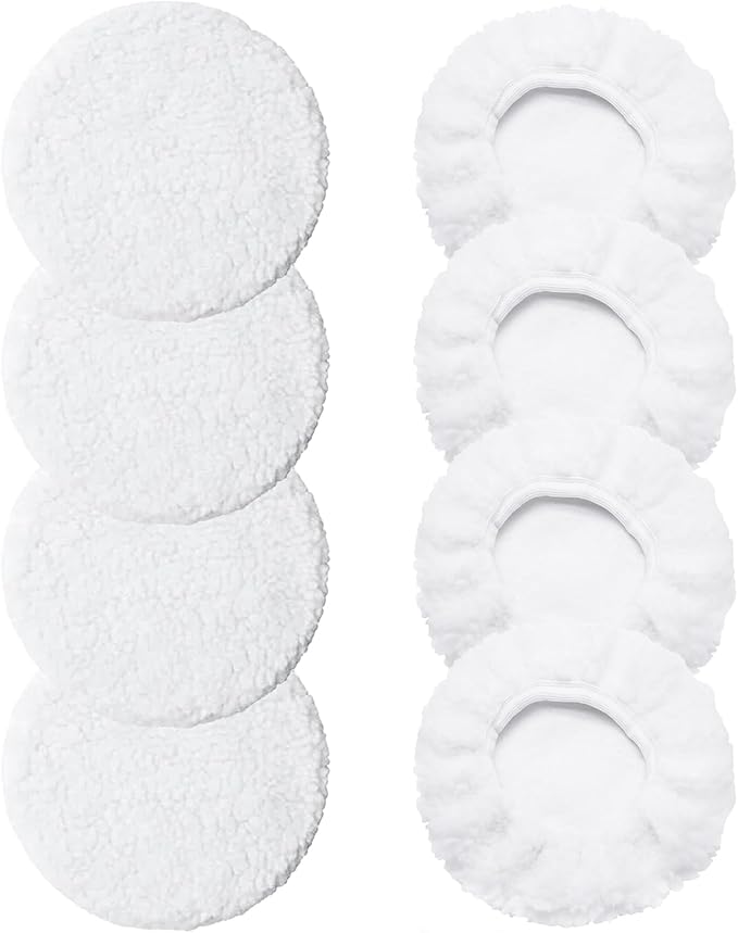 8 Pcs Car Polishing Pads, Lamb Fleece Buffing Pad,Bonnet Buffing Pads for Car Polisher Buffer Pads,5 inch - 6 inch Car Buffer Pads for Car Detailing Glass,Instruments, Cameras, Furniture, Metals, Wood