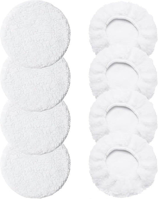 8 Pcs Car Polishing Pads, Lamb Fleece Buffing Pad,Bonnet Buffing Pads for Car Polisher Buffer Pads,5 inch - 6 inch Car Buffer Pads for Car Detailing Glass,Instruments, Cameras, Furniture, Metals, Wood