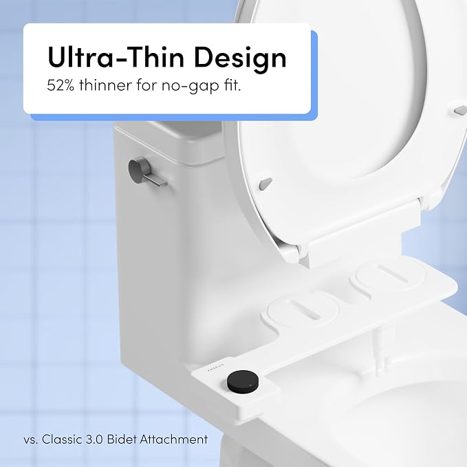 TUSHY NEW Fresh Dual Nozzle Cool Water Bidet: Ultra Slim Toilet Seat Attachment with Luxury 2 in 1 Front & Rear, Self-Cleaning, 180º Clean, (DIY Install, 10 Minutes), Non-Electric, Matte Black Knob