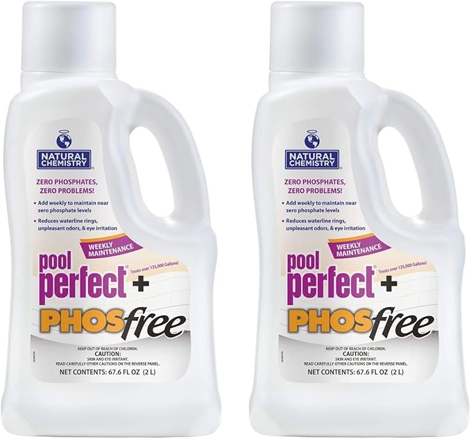Natural Chemistry Pool Perfect + Phosfree, 2 Liter, 2 Pack | Phosphate Remover, Reduces Waterline Rings, Unpleasant Odors & Eye Irritation